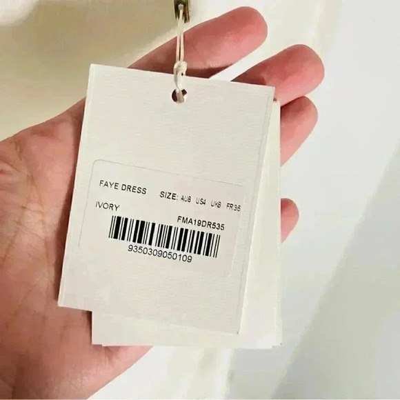 NEW Misha Collection Faye Midi Dress Ivory Ruching Black Bow Bridal Shower Party - Picture 6 of 9